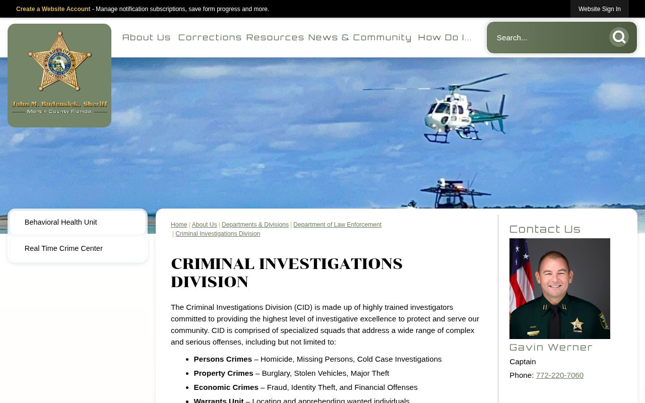 Martin County official Warrants Unit record page